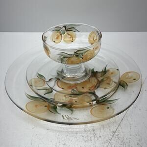 Vtg Hand Painted Dinner, Dessert Plate & Footed Bowl Signed A.Ward Lot of 3